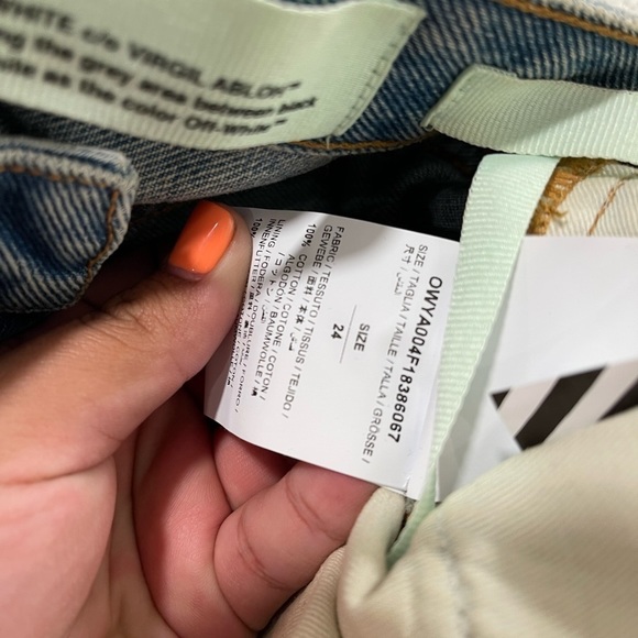 OFF-WHITE Tapestry 5 Pocket Pants Blue Women’s Size 24 - Picture 4 of 6